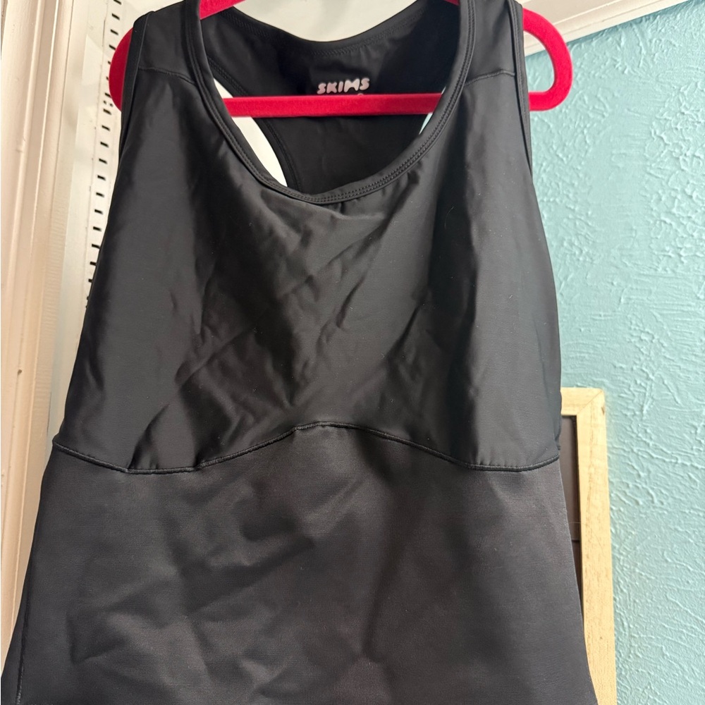 SKIMS Racerback Tank Top XL Black Stretch Athletic Lounge Top